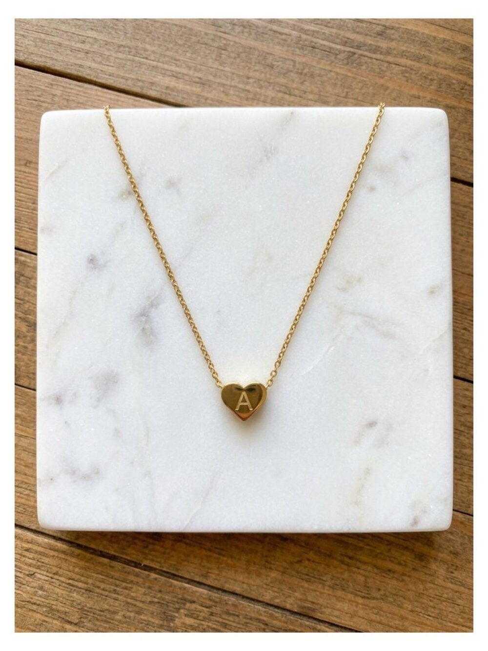 14K Gold Plated Heart Initial Necklace Adjustable Chain